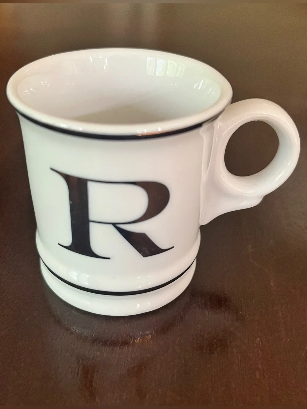 Williams Sonoma Monogram R Demitasse Ceramic  Espresso Mug White/Gold